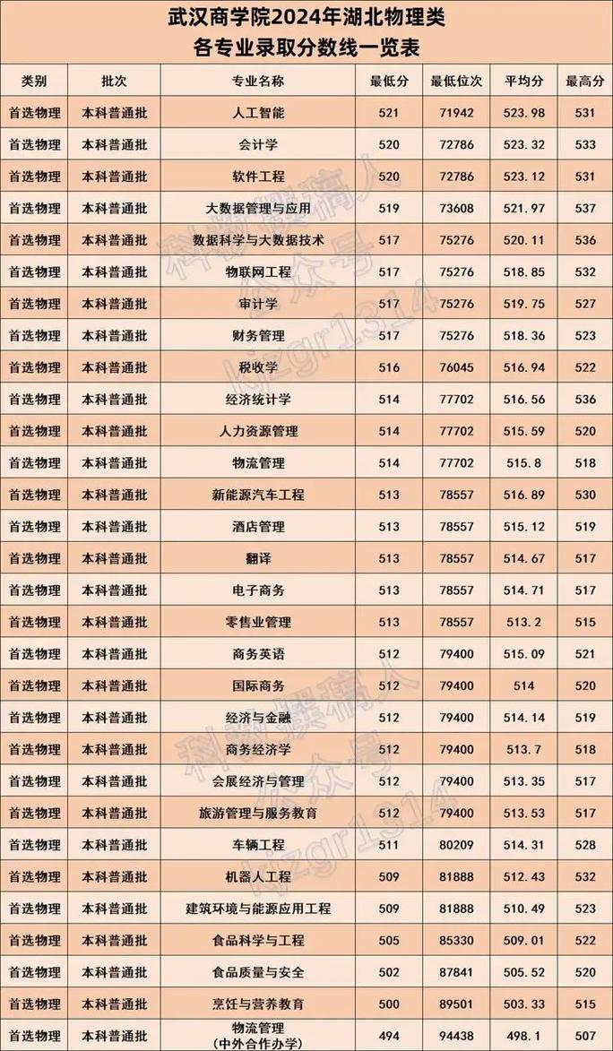 武漢商學(xué)院2024年錄取分?jǐn)?shù)線-圖1
