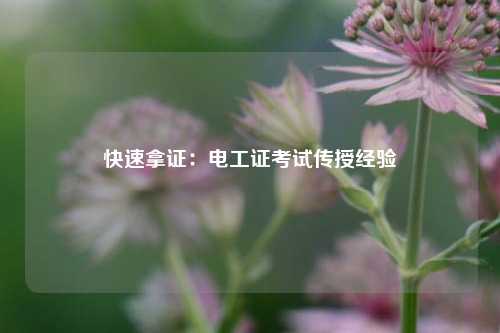快速拿證：電工證考試傳授經(jīng)驗(yàn)-圖1