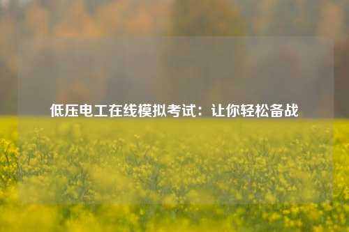 低壓電工在線模擬考試：讓你輕松備戰(zhàn)-圖1