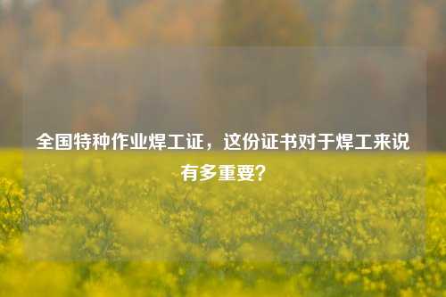 全國特種作業焊工證，這份證書對于焊工來說有多重要？-圖1