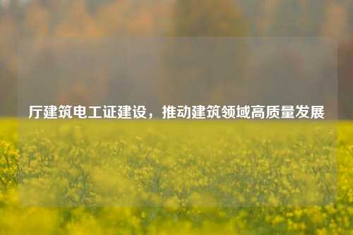 廳建筑電工證建設，推動建筑領域高質量發展-圖1